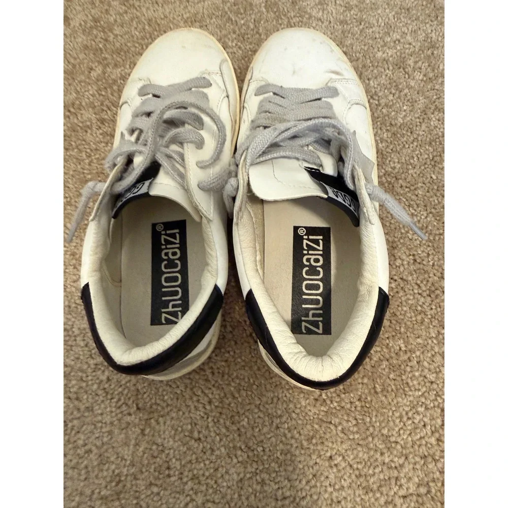 Zhuocaizi Sneakers Women 40 White Good Star Patch Low Top Streetwear Chic